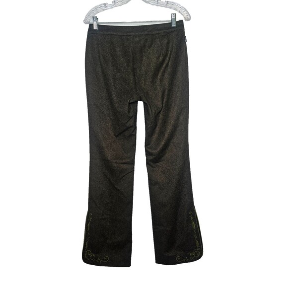 Vtg MOSCHINO Jeans Wool Trouser Pants Women's 8 Embroidered Ankle Slits Green - Picture 8 of 14